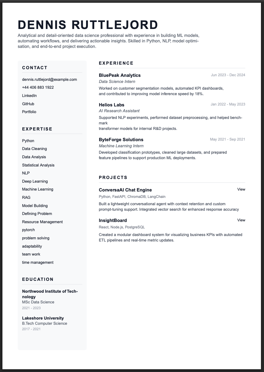 Avant-Garde — Bold & Modern resume template
