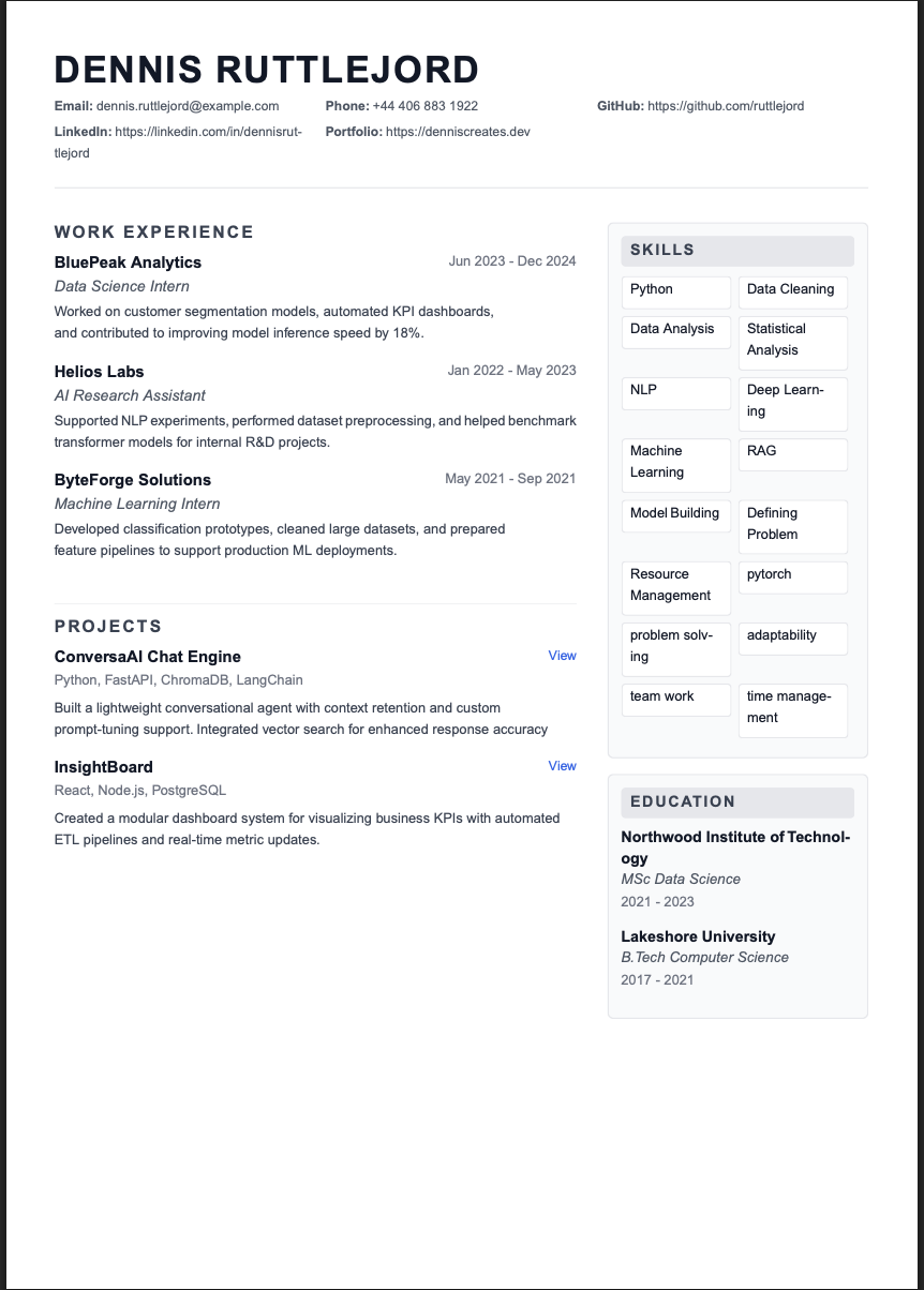Compact — One Page resume template