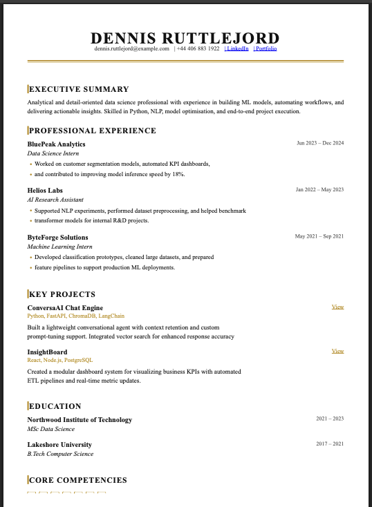 Executive — Leadership Focus resume template