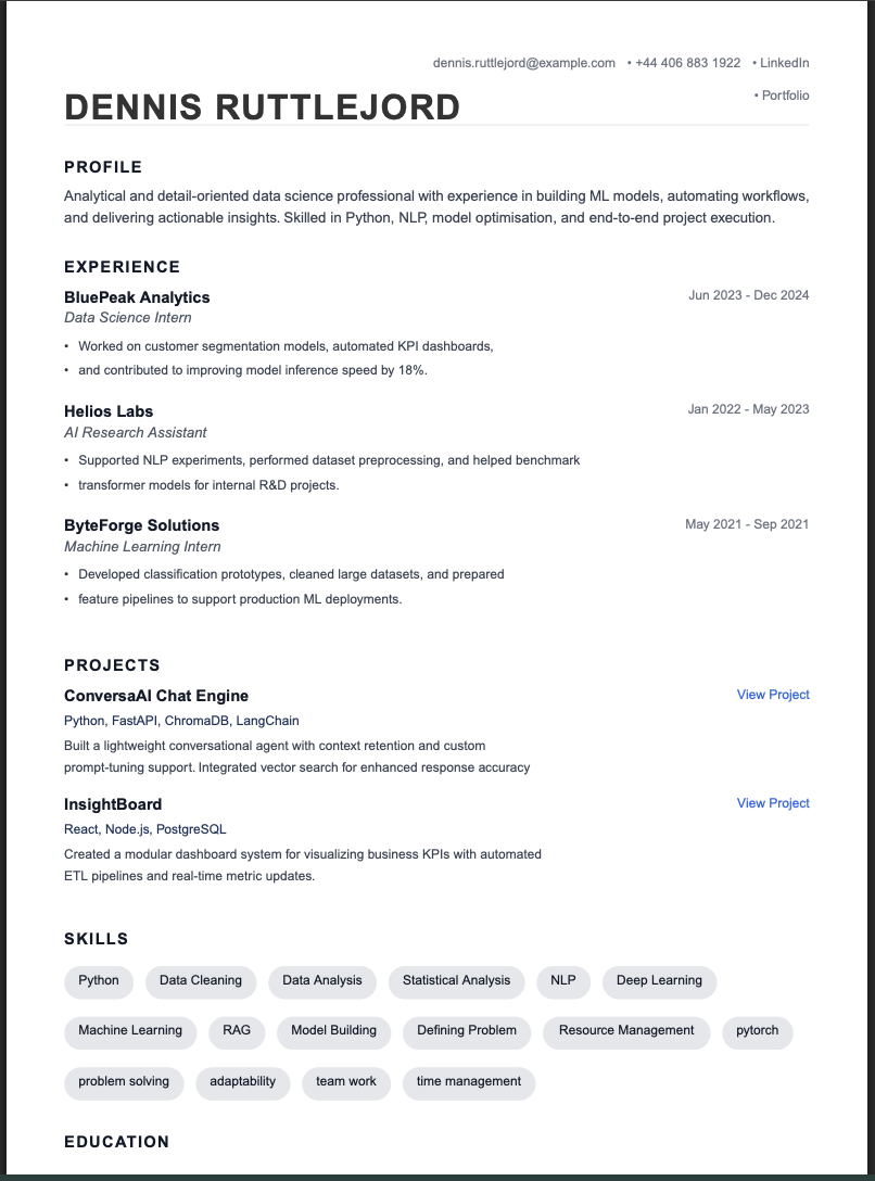 Modern — Clean & Minimal resume template