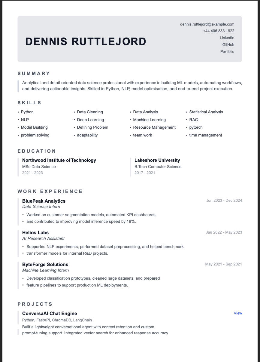 Professional — Corporate Standard resume template