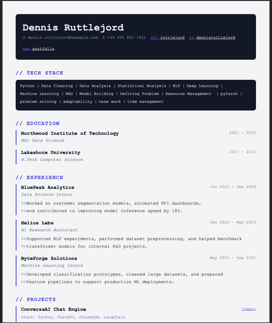 Techie — Technical Roles resume template